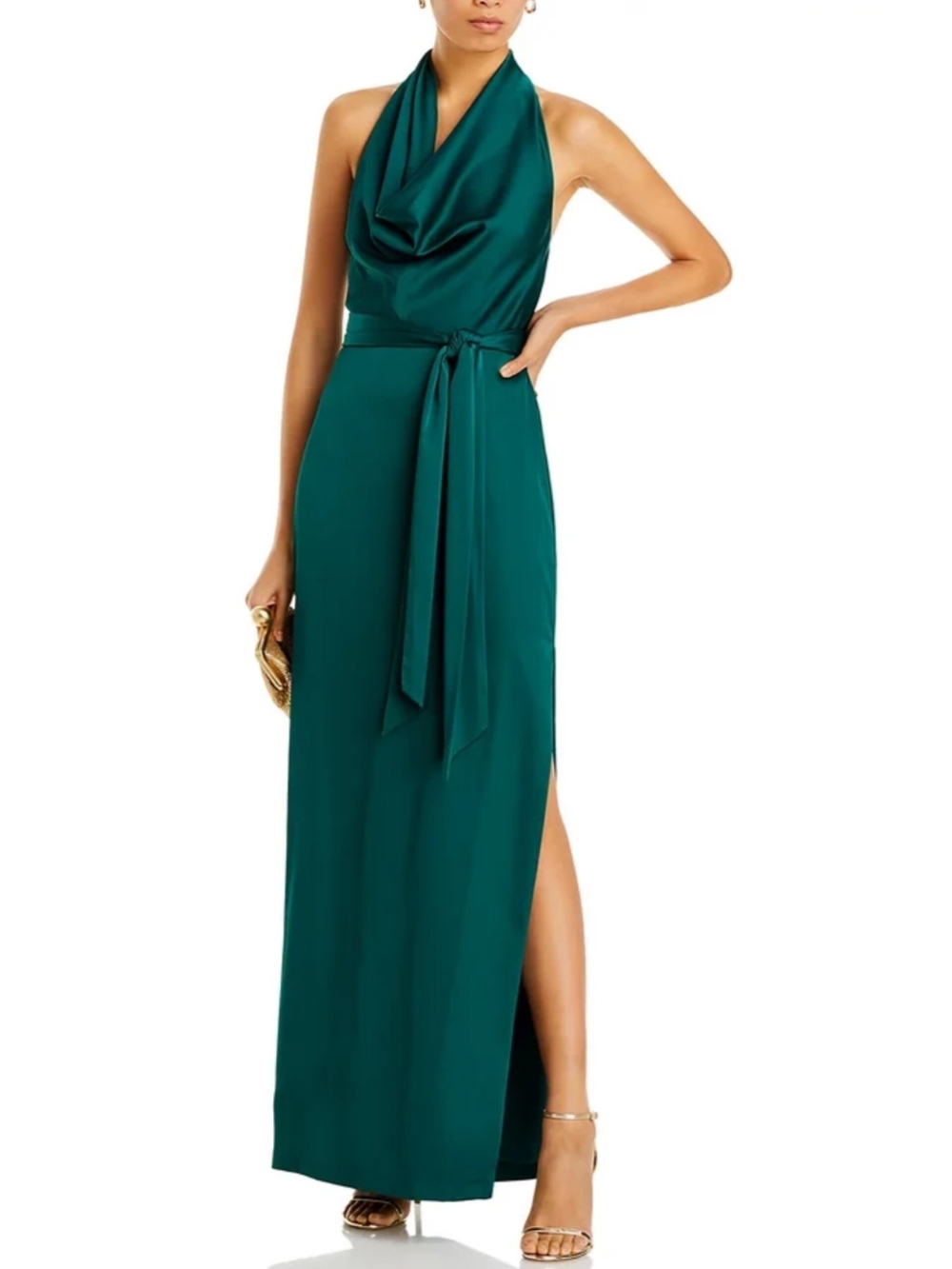 Liv Foster Halter Neck Column Gown
